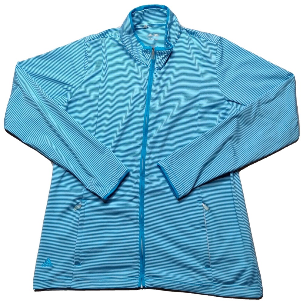 ADIDAS GOLF CLIMALITE Women Large Aquatic Cloud Feeder‎ Stripe Zip Track Jacket